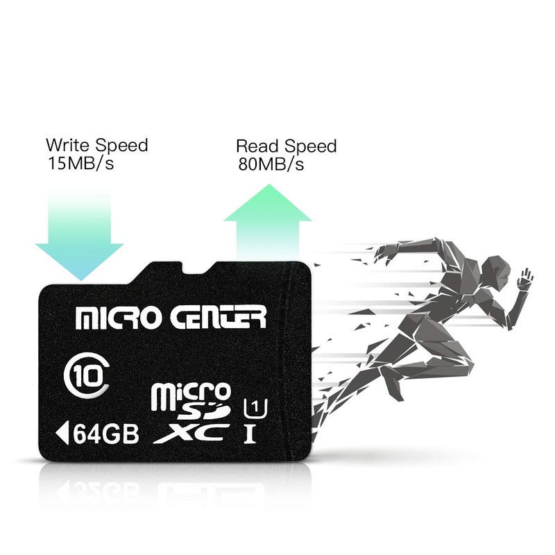 Micro Center بطاقة ذاكرة فلاش Micro Center 64GB Class 10 MicroSDXC مع محول لتخزين الأجهزة المحمولة الهاتف، التابلت، الطائرة بدون طيار وتسجيل الفيديو بدقة Full HD - 80MB/s UHS-I، C10، U1 (5 عبوات) - Image 3